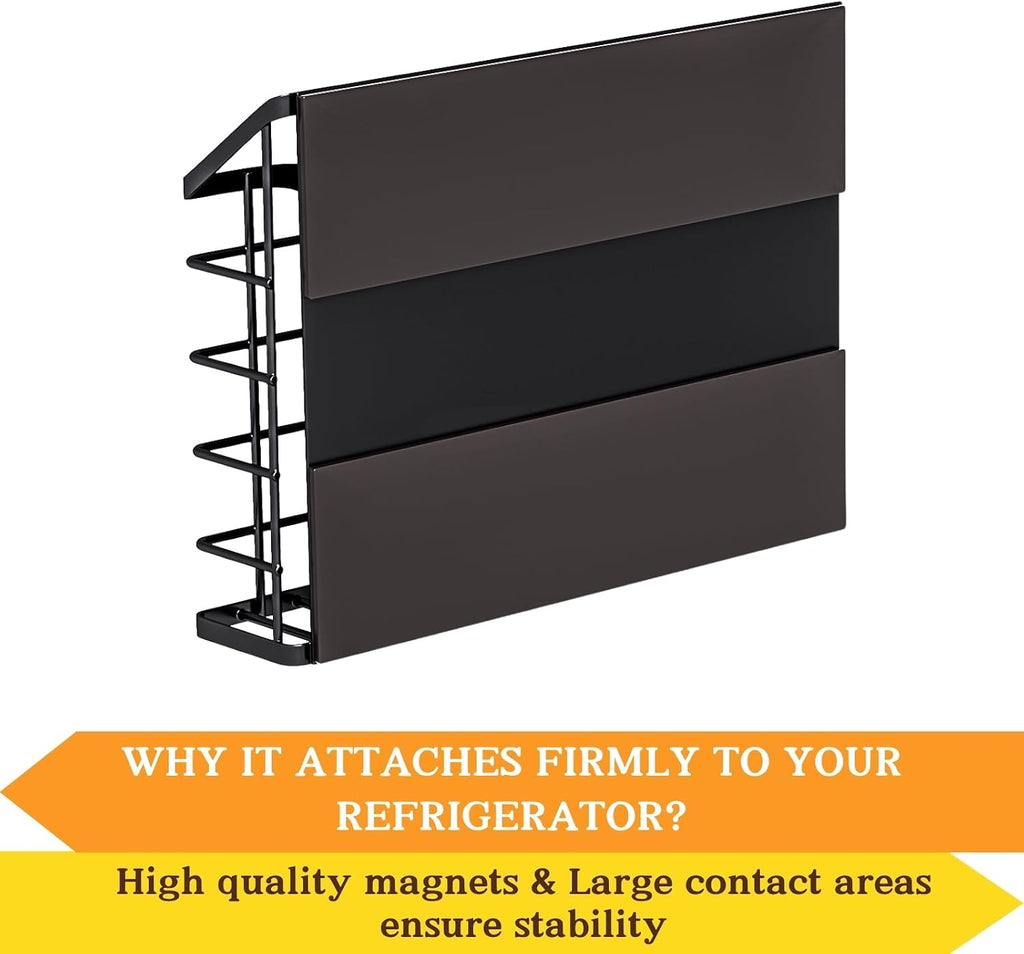 3-Pack Magnetic Storage Baskets Set, Wall Mount Fridge Organizer Bins for Kitchen, Laundry & Office, No-Drill Metal Organizer Rack with Strong Hold