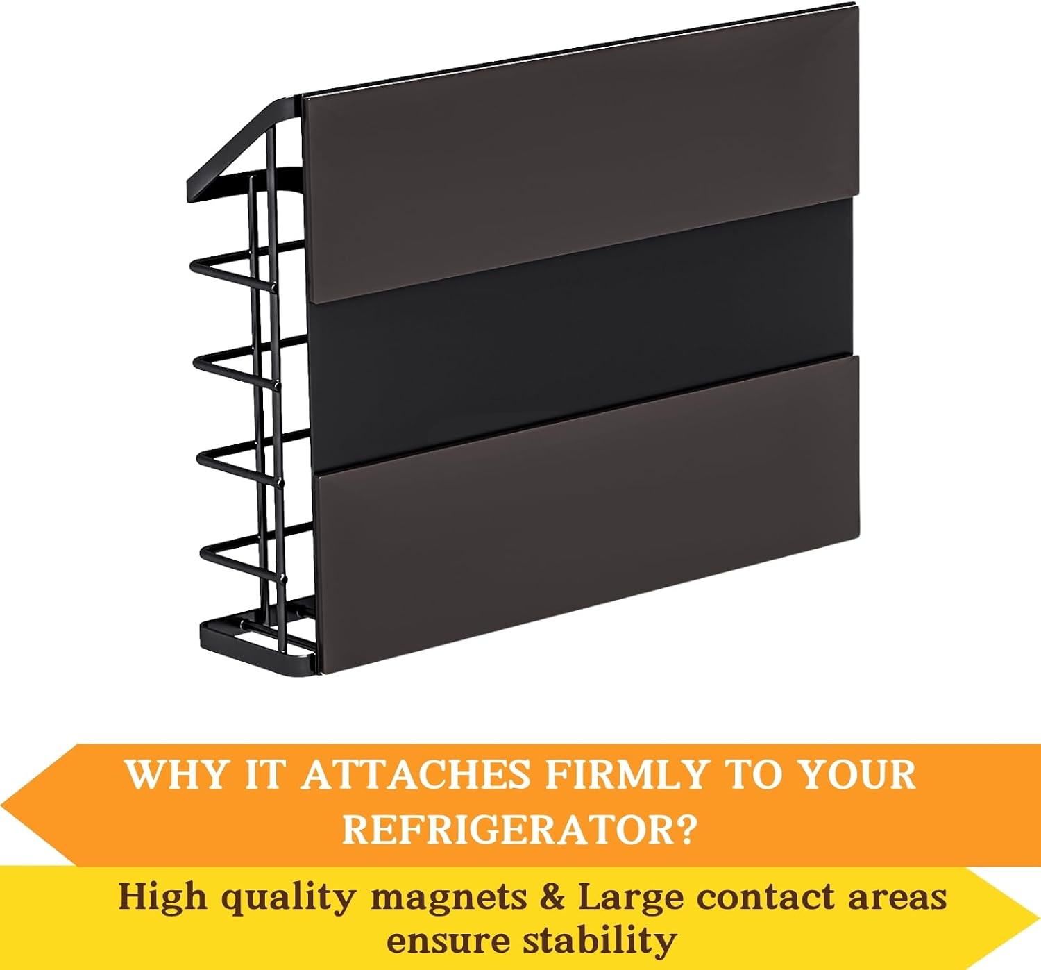 3-Pack Magnetic Storage Baskets Set, Wall Mount Fridge Organizer Bins for Kitchen, Laundry & Office, No-Drill Metal Organizer Rack with Strong Hold