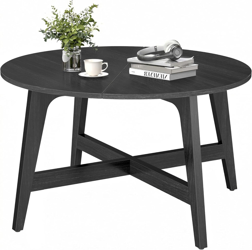 Mid-Century Modern Round Coffee Table, 31.5" Center Table for Living Room, Minimalist Wooden Sofa Table with Easy Assembly