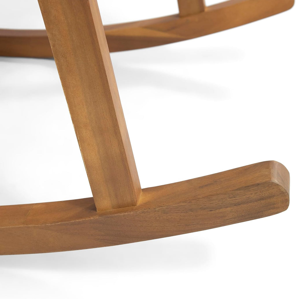Acacia Wood Rocking Chair Set with Side Table, Outdoor Patio Rocker Chairs with Cushions for Garden, Porch & Balcony