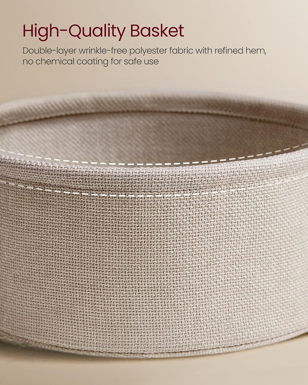 Round Coffee Table with Storage Basket, 29.5" Modern Fabric Storage Living Room Table, Minimalist Center Table with Steel Frame
