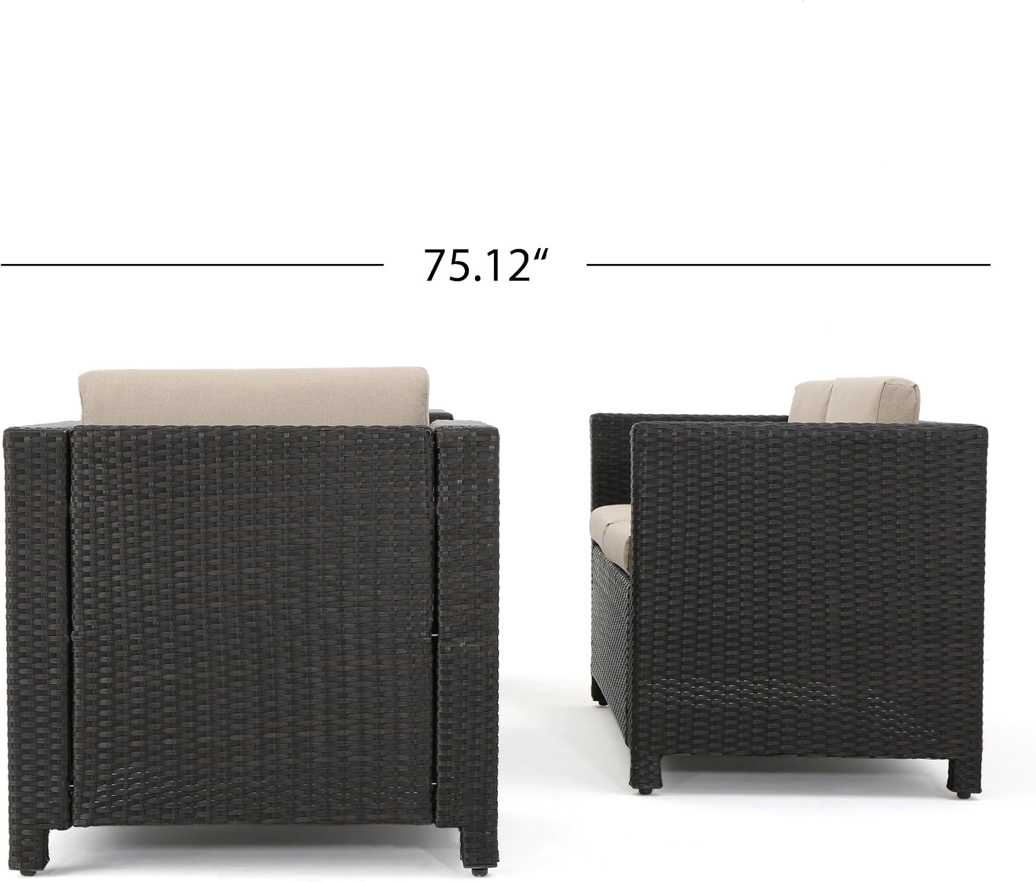 Acacia Wood Outdoor Bench with Iron Legs, Beige Cushion Patio Bench Seating, Modern Rustic Garden & Porch Bench