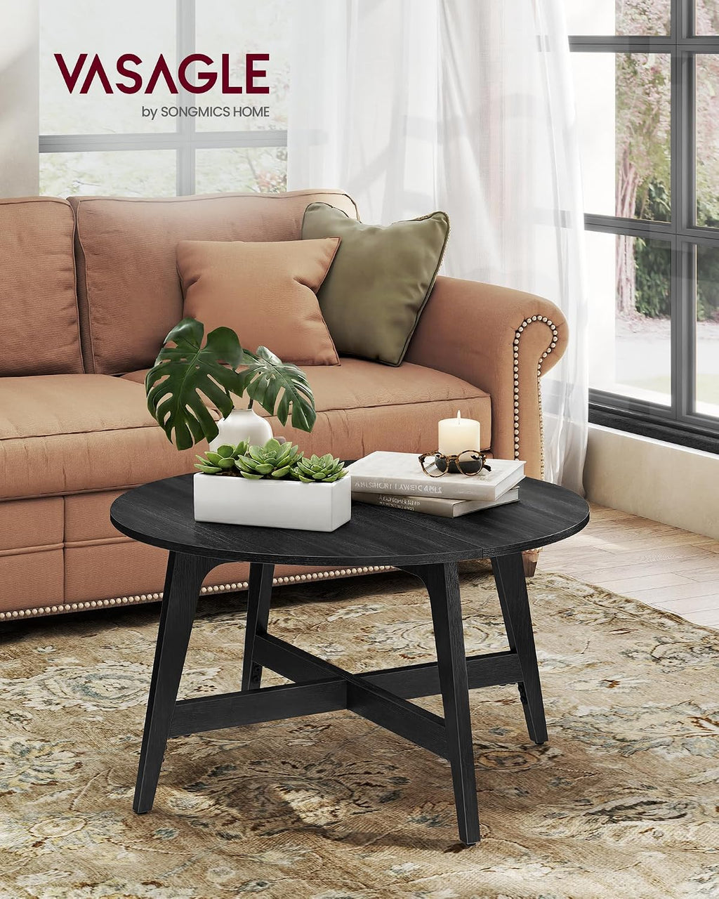 Mid-Century Modern Round Coffee Table, 31.5" Center Table for Living Room, Minimalist Wooden Sofa Table with Easy Assembly