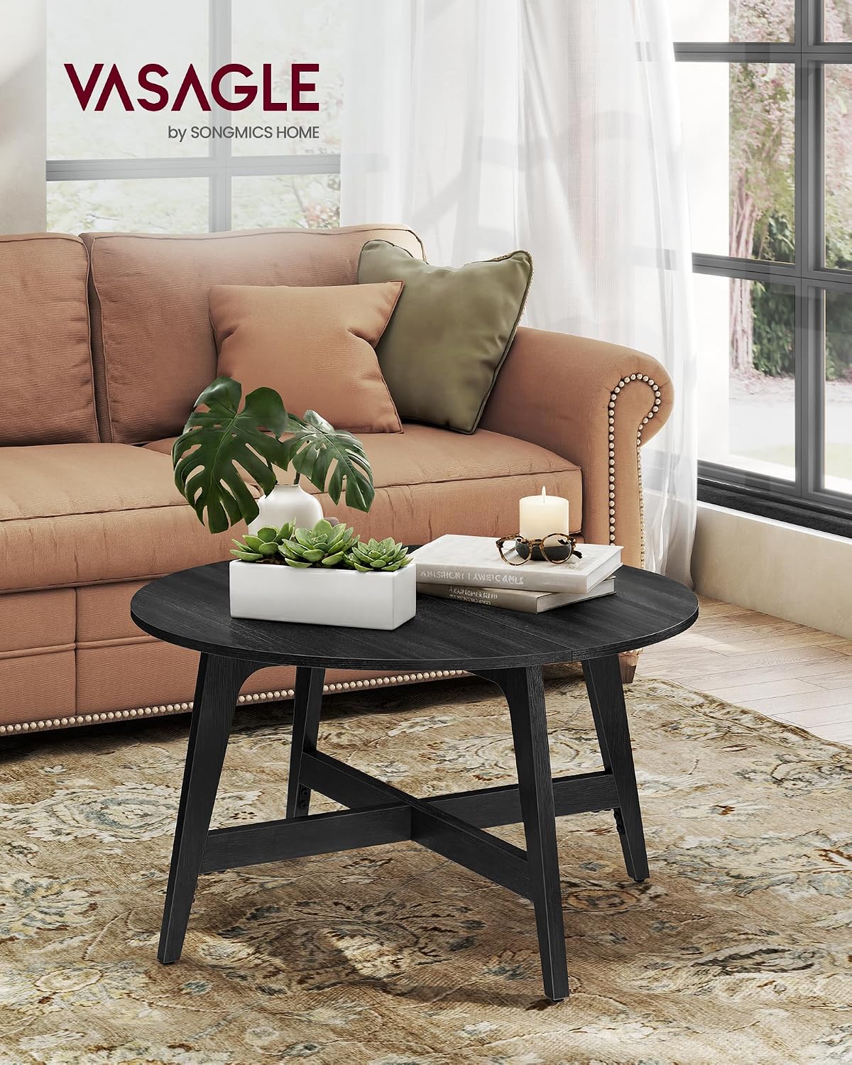 Mid-Century Modern Round Coffee Table, 31.5" Center Table for Living Room, Minimalist Wooden Sofa Table with Easy Assembly
